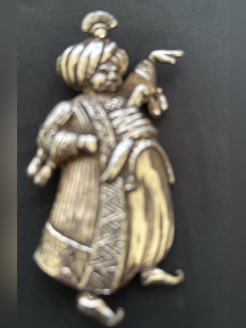Vintage the thief of Baghdad 1940 Silver-Tone Dancer Brooch - Metallic Accent